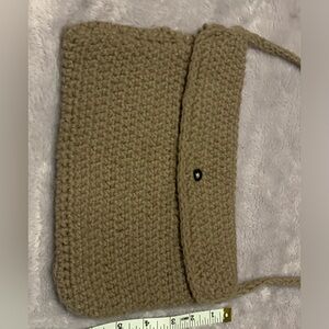 Beige handmade crochet cross body bag